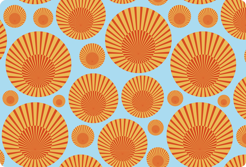 Geometrischer vinyl teppich 70er jahre sonne laptop - TenStickers