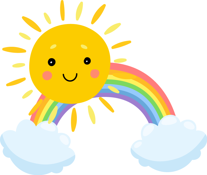 Vinyl teppich kinder himmel cartoon sonne und regenbogen - TenStickers