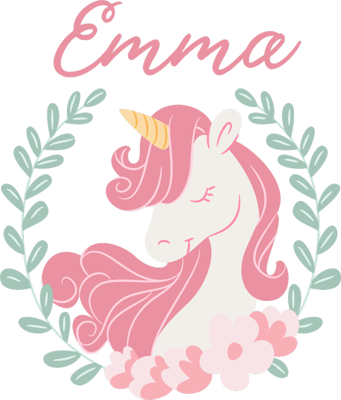 Vinyl teppich kinder prinzessin einhorn mit namen - TenStickers