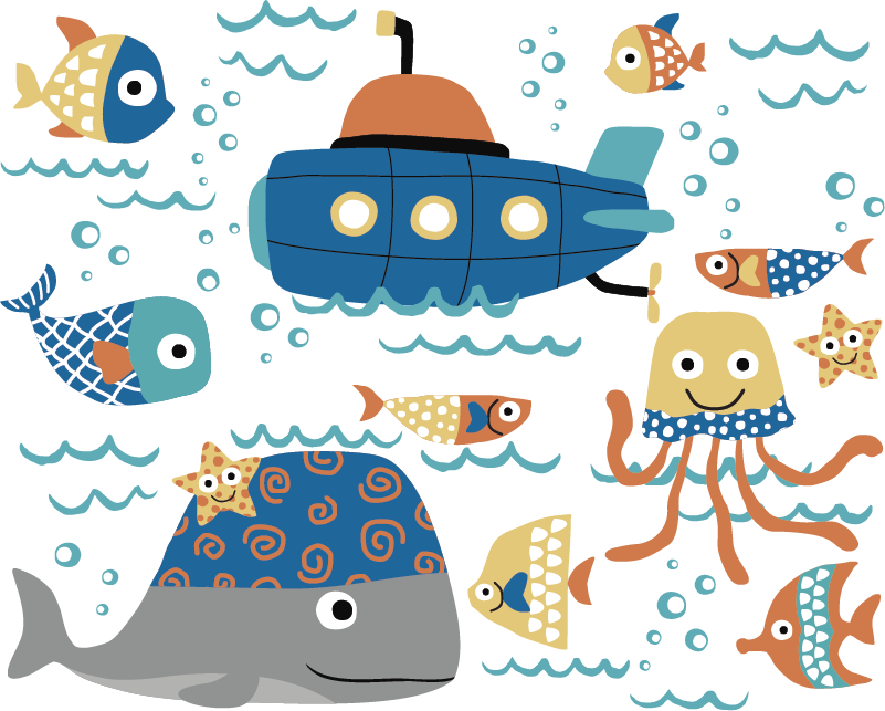 Vinyl teppich kinder mit maritimen motiven - TenStickers