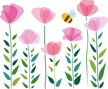 Vinyl teppich kinder mit rosa blumen und biene - TenStickers