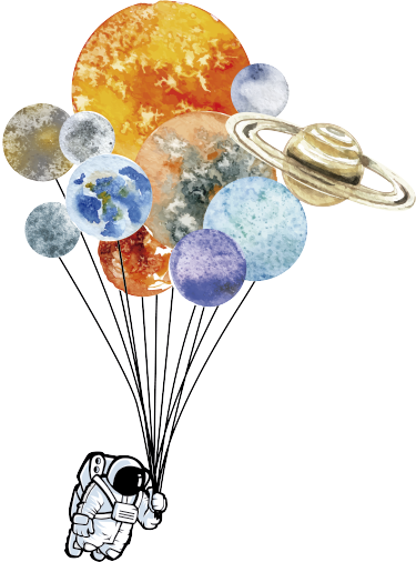 Vinyl teppich kinder astronaut mit bunten luftballons - TenStickers