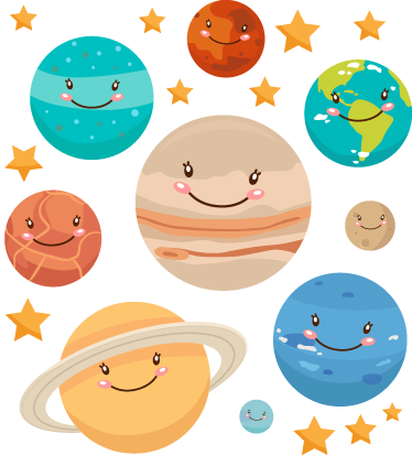 Vinyl teppich kinder mit planeten aufklebern - TenStickers