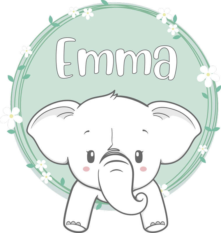 Vinyl teppich kinder mit namen elefant - TenStickers