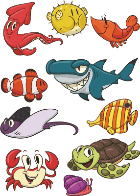 Vinyl teppich kinder bunte fische set - TenStickers