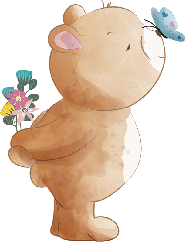 Vinyl teppich kinder mit bär und schmetterling aufkleber - TenStickers