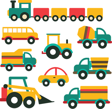 Vinyl teppich kinder mit bunten fahrzeugen - TenStickers