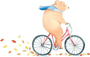 Vinyl teppich kinder bär auf dem fahrrad - TenStickers