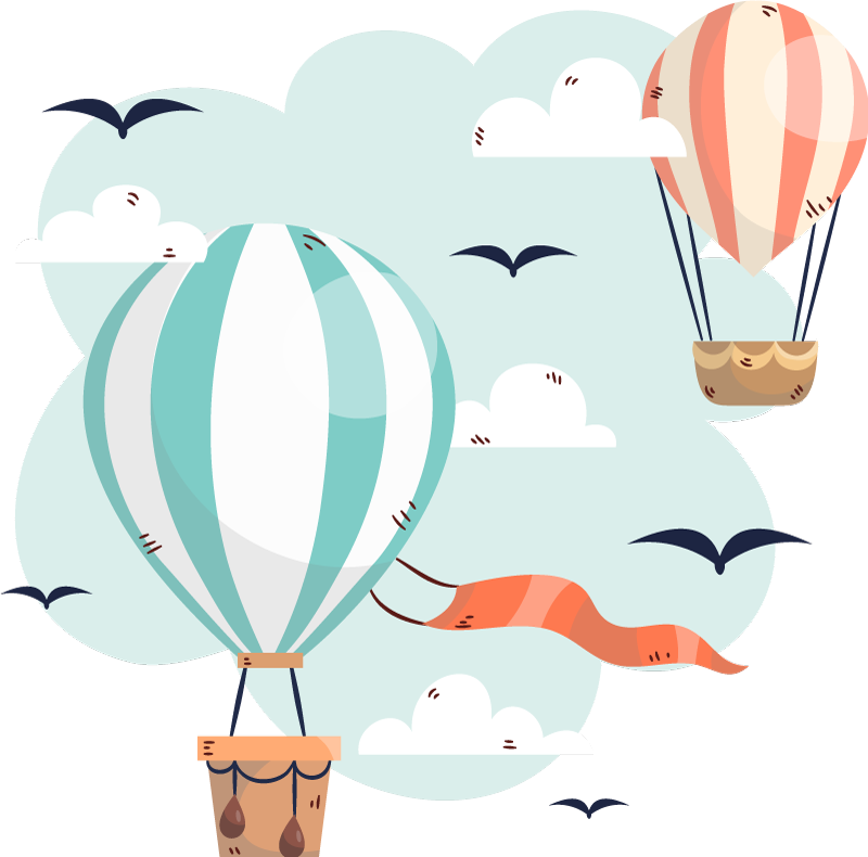 Vinyl teppich kinder mit luftballons und wolken - TenStickers