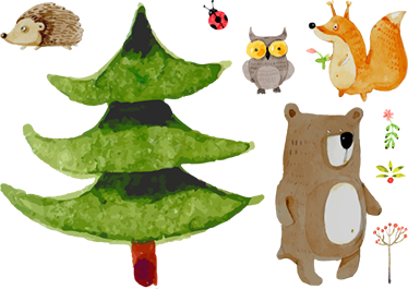 Vinyl teppich kinder mit wilden waldtieren - TenStickers
