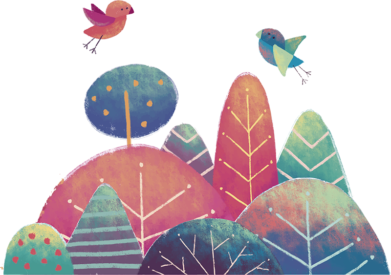 Vinyl teppich kinder mit blauen und rosa bäumen - TenStickers