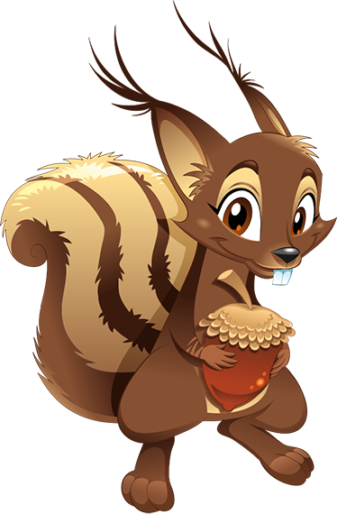 Vinyl teppich kinder eichhörnchen mit eichel - TenStickers