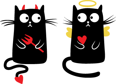Vinyl teppich kinder gute und schlechte katze - TenStickers