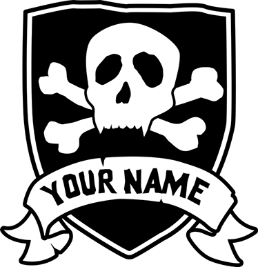 Vinyl teppich kinder piratenschädel mit namen - TenStickers