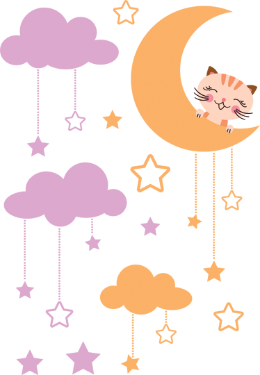 Vinyl teppich kinder mit katzenmond aufkleber - TenStickers
