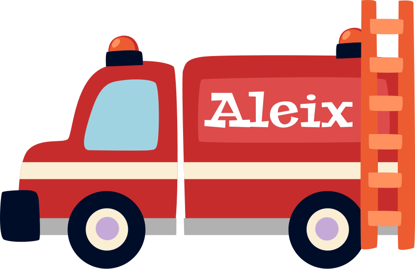 Vinyl teppich kinder feuerwehrauto mit namen - TenStickers