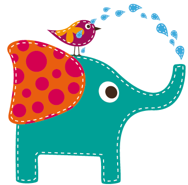 Vinyl teppich kinder elefant mit dusche und vogel - TenStickers
