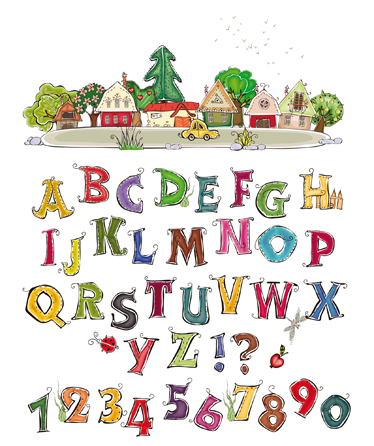 Vinyl teppich kinder mit buntem alphabet und zahlen - TenStickers