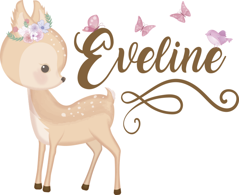 Vinyl teppich kinder mit personalisiertem hirsch aufkleber - TenStickers