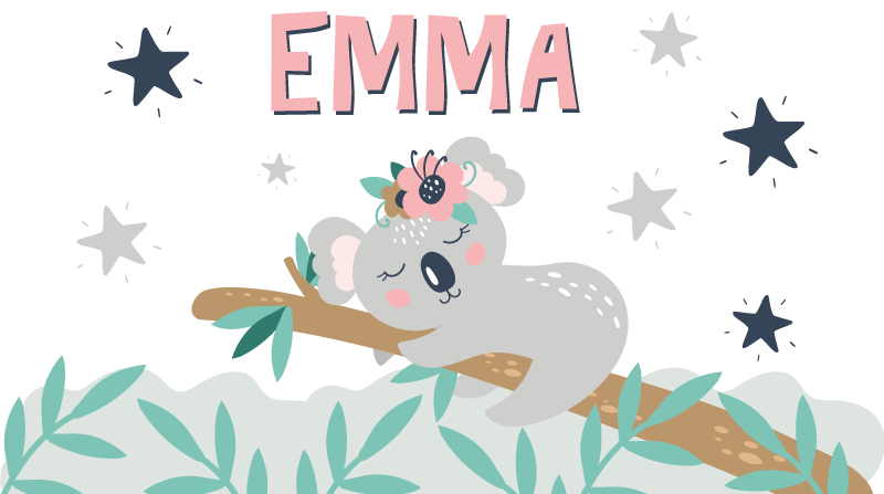 Vinyl teppich kinder süßer koala mit namen - TenStickers