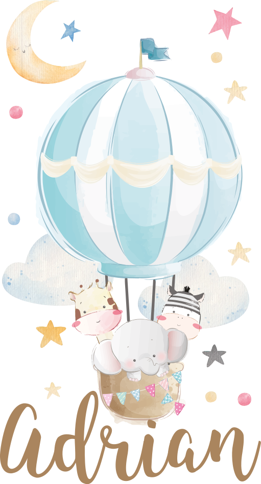 Vinyl teppich kinder mit drei tieren auf ballons - TenStickers