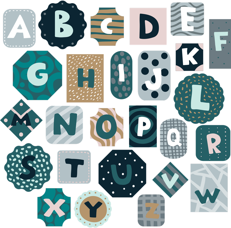 Vinyl teppich kinder mit alphabet aufkleber im nordic stil - TenStickers