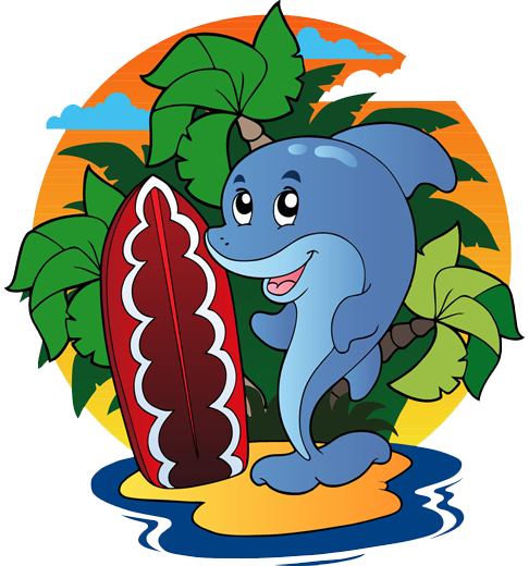 Vinyl teppich kinder mit surfendem delfin - TenStickers
