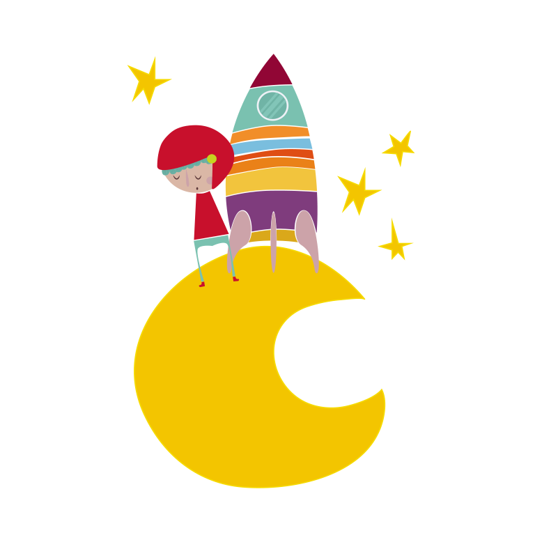 Vinyl teppich kinder rakete auf dem mond - TenStickers