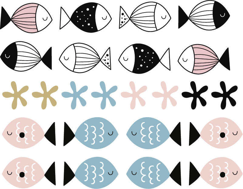 Vinyl teppich kinder fische mit texturen - TenStickers