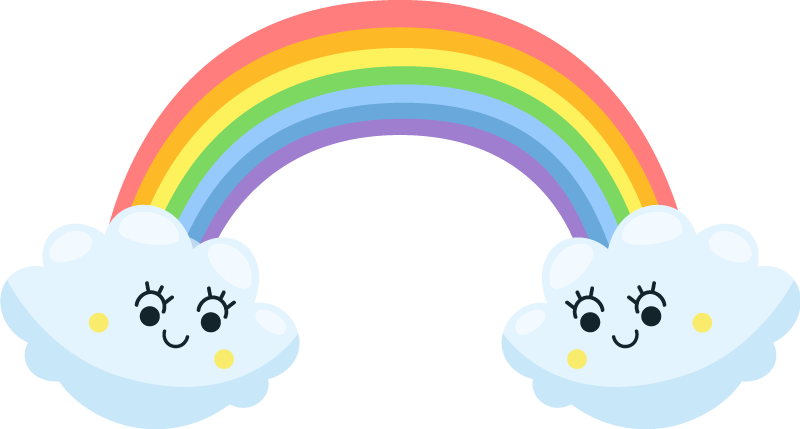 Vinyl teppich kinder süße wolken regenbogen begegnen sich - TenStickers