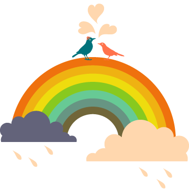 Vinyl teppich kinder vögel auf dem regenbogen - TenStickers