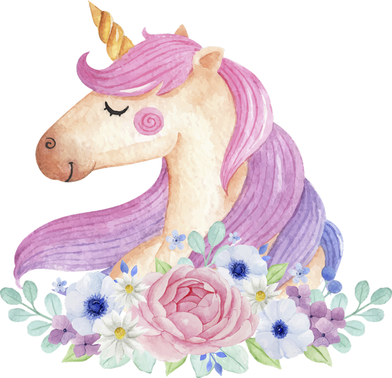 Vinyl teppich kinder aquarell einhorn - TenStickers