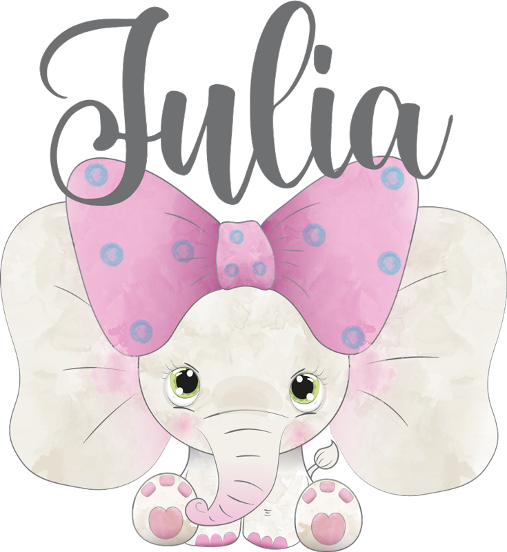 Vinyl teppich kinder elefant mit baby und namen - TenStickers