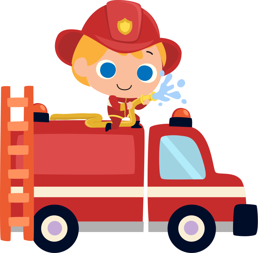 Vinyl teppich kinder feuerwehrmann rotes auto - TenStickers