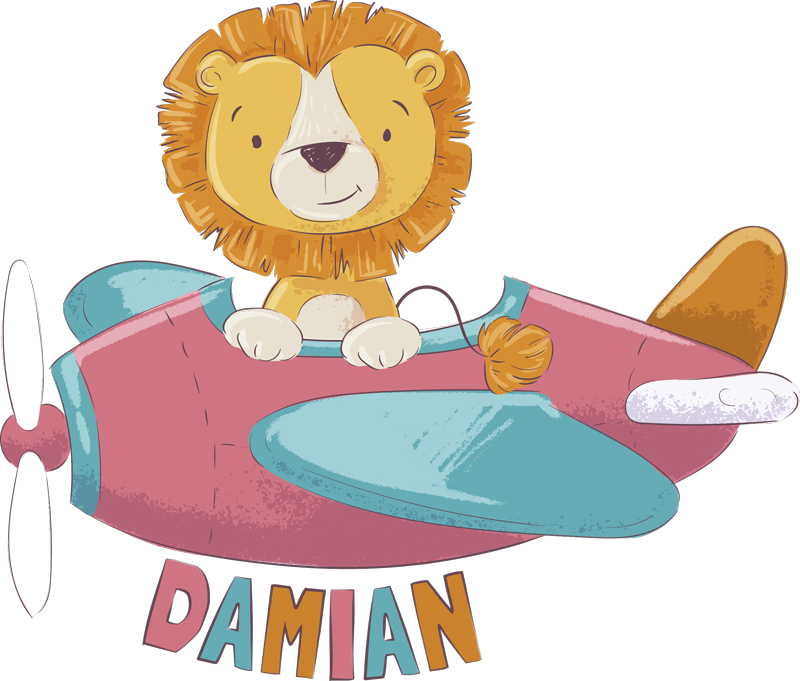Vinyl teppich kinder löwe mit namen - TenStickers