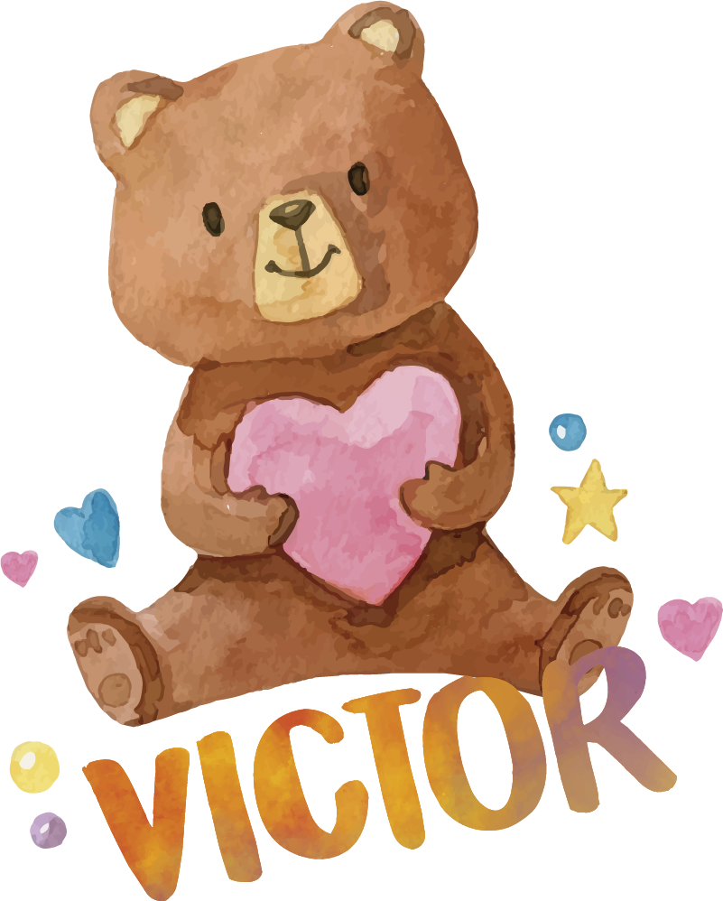 Vinyl teppich kinder mit plüschbär und herz - TenStickers