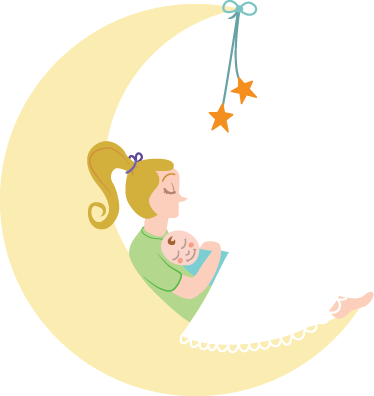 Vinyl teppich kinder mama und baby auf dem mond - TenStickers