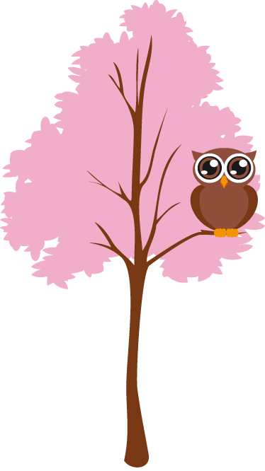 Vinyl teppich kinder pinker baum mit eule - TenStickers