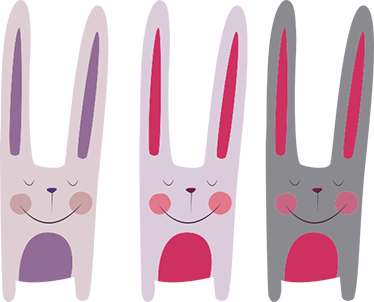 Vinyl teppich kinder mit drei fröhlichen hasen - TenStickers