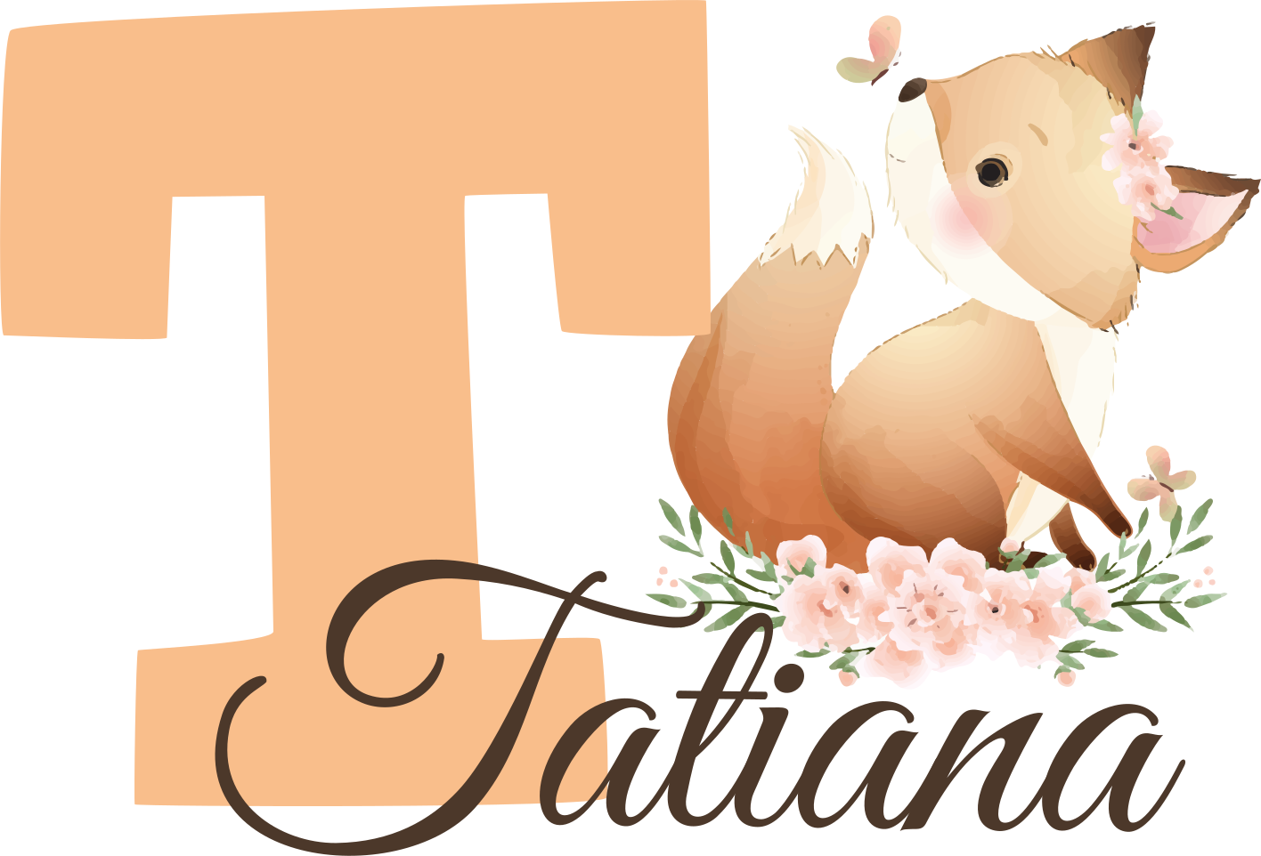 Vinyl teppich kinder mit niedlichem fuchs und name - TenStickers