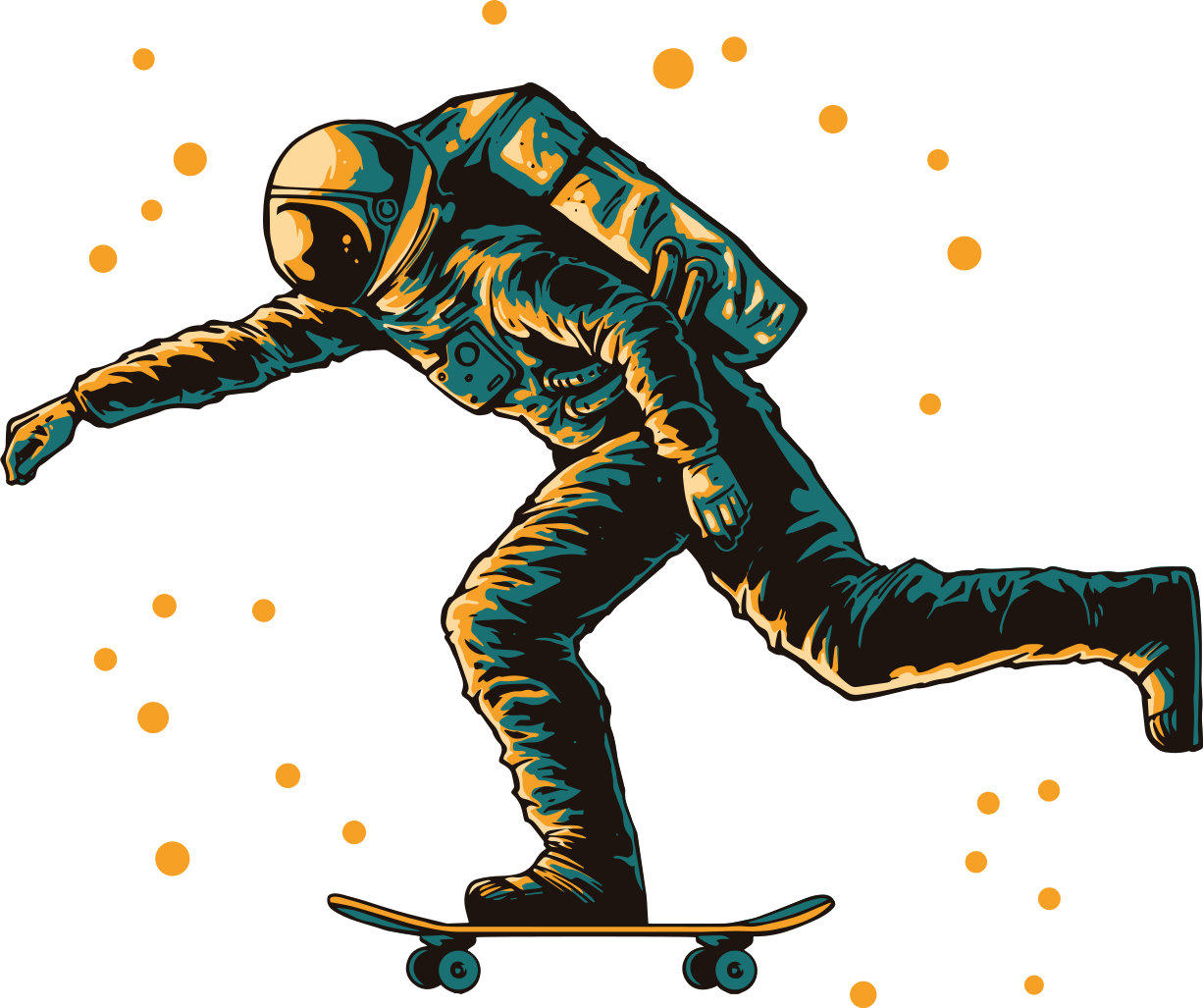 Vinyl teppich kinder astronaut skateboardfahrer - TenStickers
