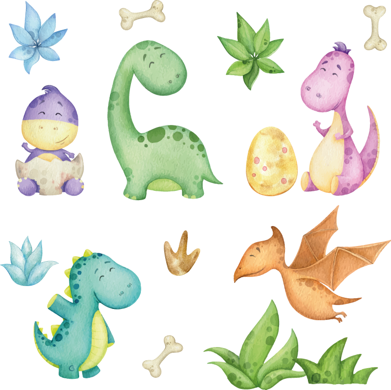 Vinyl teppich schlafzimmer mit nordischem dinosaurier-design - TenStickers