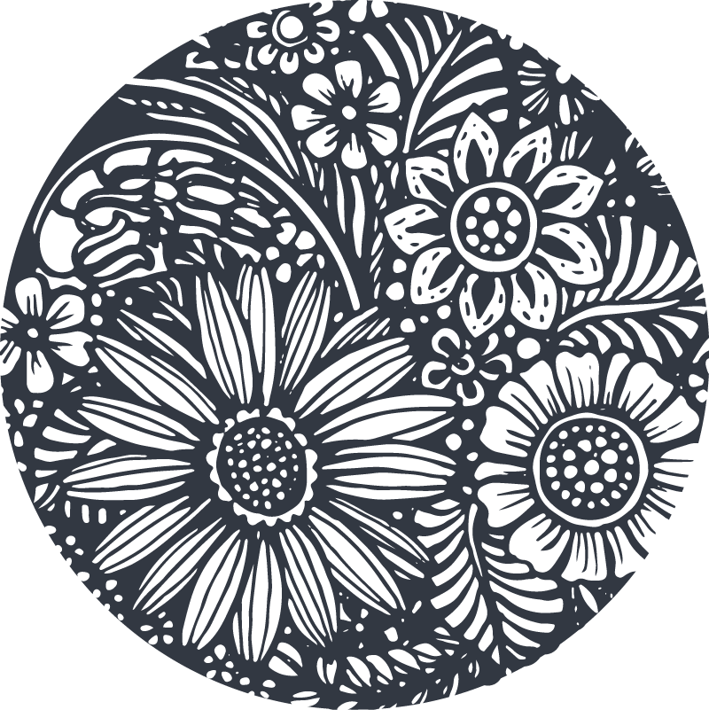 Vinyl teppich schlafzimmer mit rundem blumendesign - TenStickers