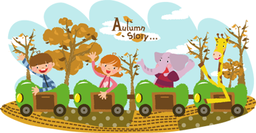 Vinyl teppich kinder zug im herbst - TenStickers