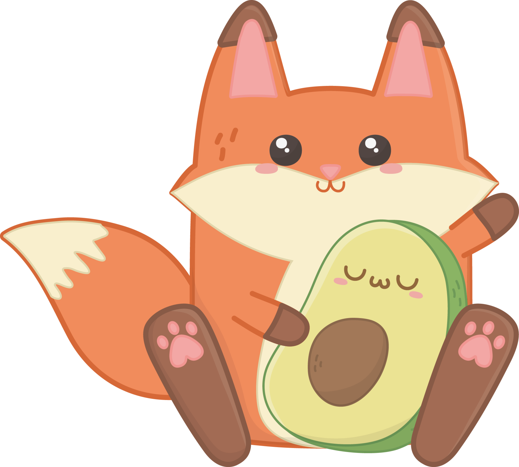 Vinyl teppich kinder kawaii fuchs mit avocado - TenStickers