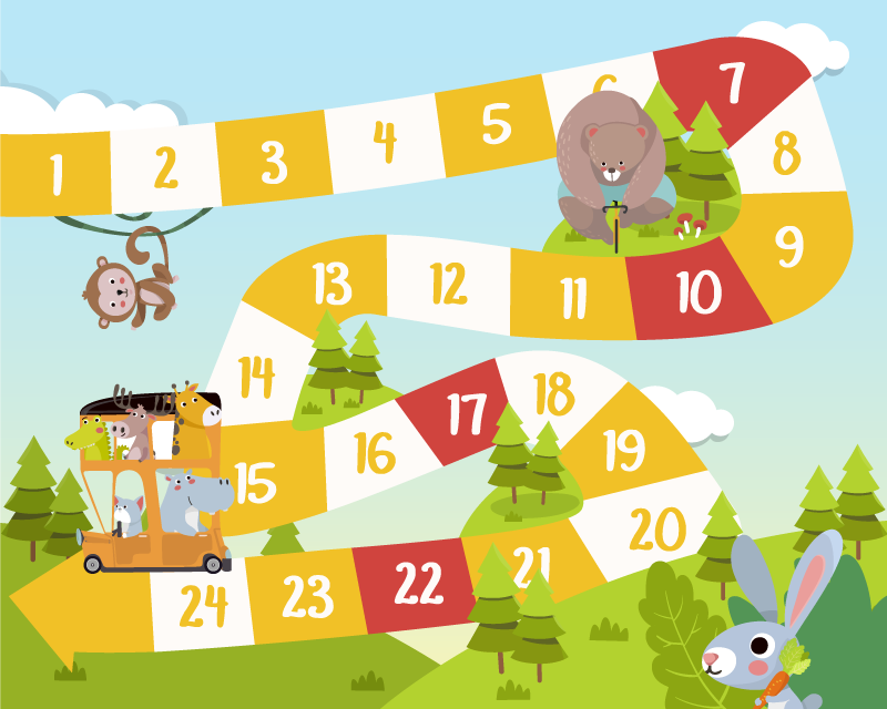 Vinyl teppich spiele mit tiermotiven im cartoonstil - TenStickers