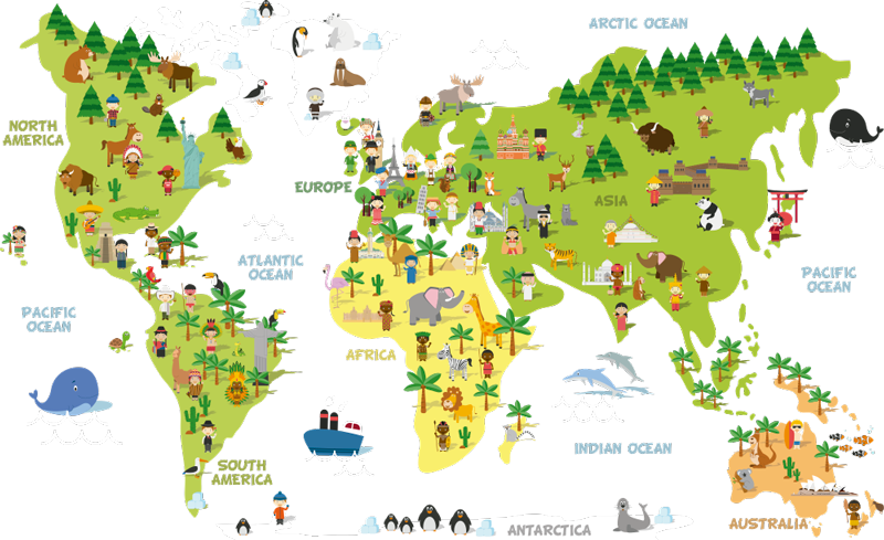 Vinyl teppich weltkarte personenmappe englisch - TenStickers