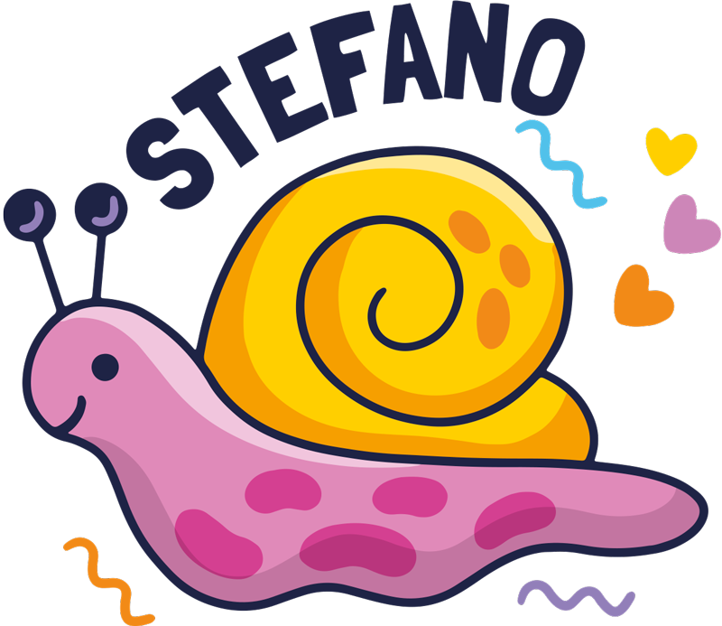 Vinyl teppich kinder bunte schnecke mit namen - TenStickers