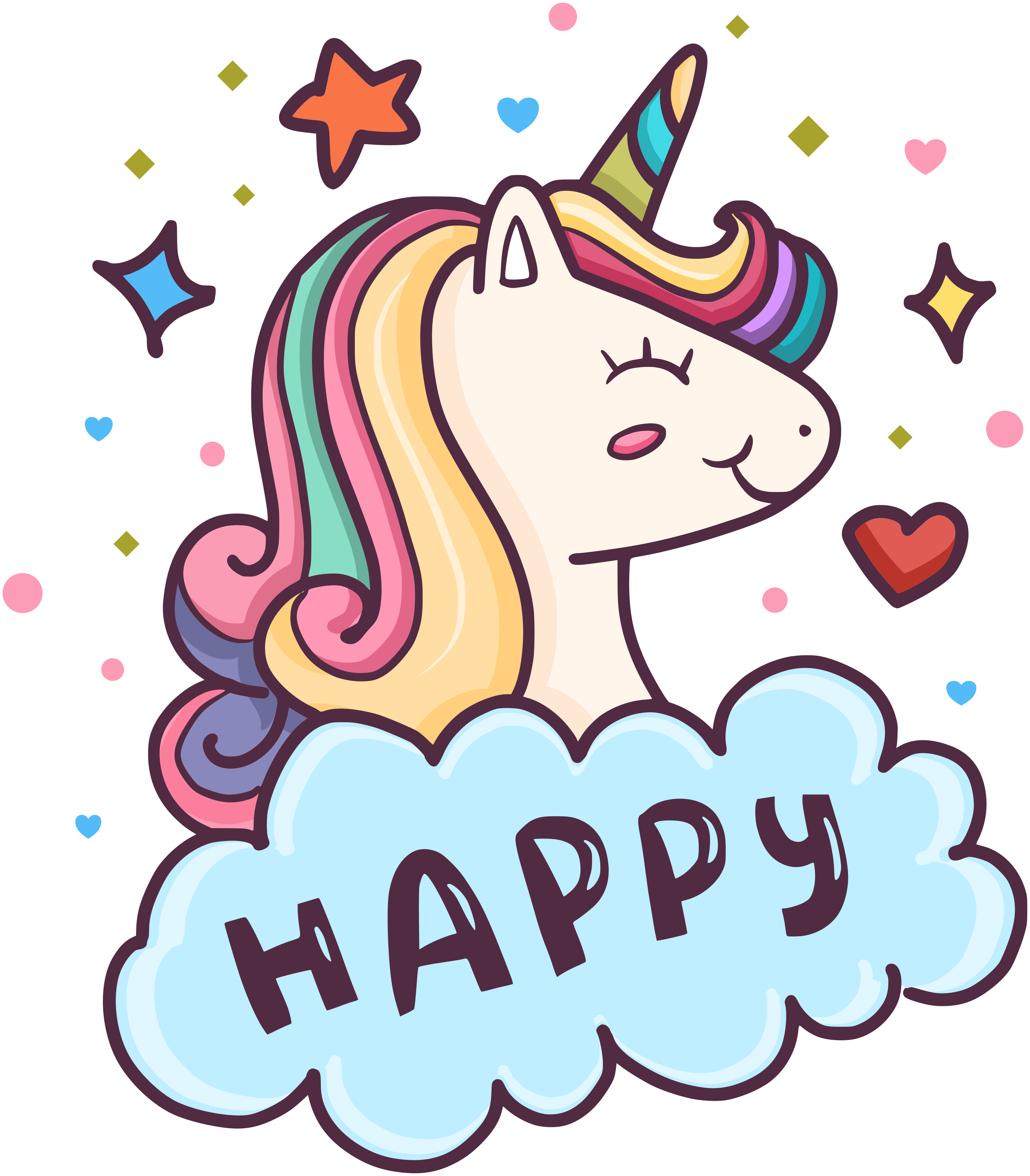 Vinyl teppich kinder einhornkopf in der wolke - TenStickers