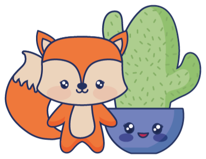 Vinyl teppich kinder mit anime kaktus und fuchs - TenStickers